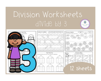 Division Book - Divide by 3 - Fun & Engaging Worksheets by Teach Wise ...