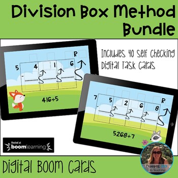 Preview of Division Box Method Boom Cards Bundle