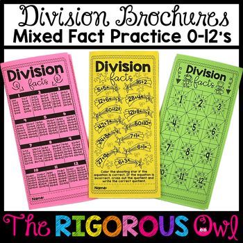 Preview of Division Mixed Fact Practice Brochures Divide 1-12 Fact Family Practice