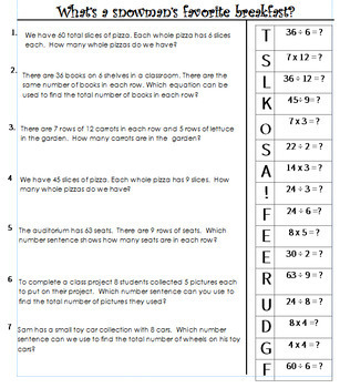 Multiplication and Division Winter Fun Word Problems - Grade 3 | TpT