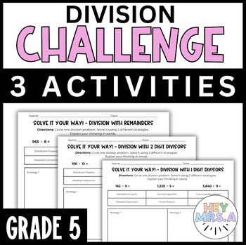 Preview of Division Challenge Bundle | Solve It Your Way! | 3 Activities | 5th Grade | CGI