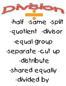 Division Clue Words by Owl Tree Corner TPT