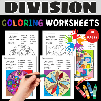 Division Color By Number Worksheets: Solve and Color by Study Mart