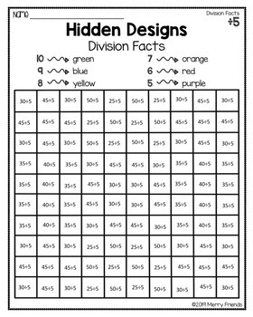 division coloring worksheets no prep hidden designs by merry friends