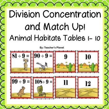 Division Games Concentration And Match Up Animal Habitats Tpt