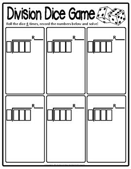 long division game dice game long division activities tpt