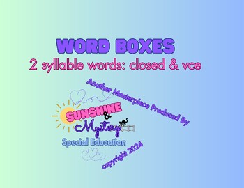 Preview of Dots & Boxes Game for 2 syllable words: closed & vce