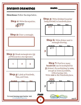 Preview of Division Drawings Rectangular Area Model for Long Division (Worksheets)(Games)