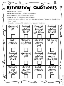 Division: Estimating Quotients by Wild About Words | TpT