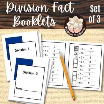 Preview of Division Fact Booklets Set of 3 with Missing Dividends - Montessori Math Facts