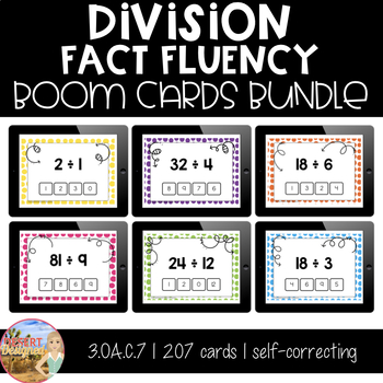 Preview of Division Fact Fluency - Boom Card Bundle | Distance Learning