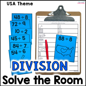 Preview of Division Fact Fluency - Solve the Room Activity - USA 3rd Grade Math Center