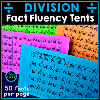 Preview of Division Fact Practice | Division Fact Fluency Tents | Flash Cards Non Worksheet