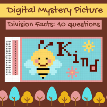Preview of Division Fact Practice with Digital Mystery Picture - Bee Kind Pixel Art