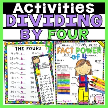 Division Facts Activities Dividing by 4 by Count on Tricia | TpT