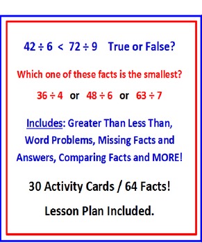 Preview of Division Facts FREE Activity Cards PREVIEW