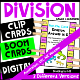 Division Fact Math Boom Cards, Clip Cards and Easel [Austr
