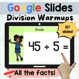 Division Facts Practice Fluency Slides and PDF for Math Warmups