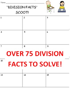 Preview of Division Facts SCOOT Game (Cards, Grid and Lesson Plan)
