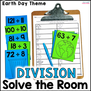 Preview of Division Facts - Solve the Room Activity - Earth Day
