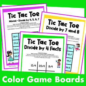 free printable digital tic tac toe division games for math fact fluency