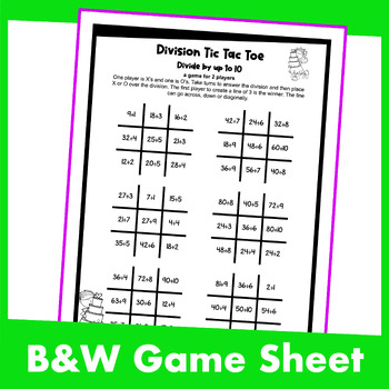 free printable digital tic tac toe division games for math fact fluency