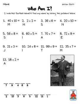 division facts who am i inventor worksheets freebie tpt