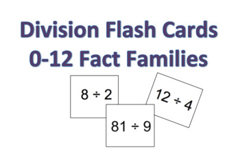 Preview of Division Flash Cards (Divisors 0-12)