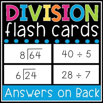Preview of Division Flash Cards - Math Facts 0-12 Flashcards - Printable