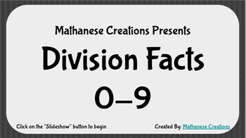 Preview of Division Flashcards (1-9) with Animated Answers (Google Slides)