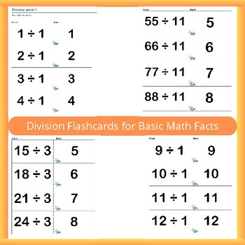 Preview of Division Flashcards for Basic Math Facts