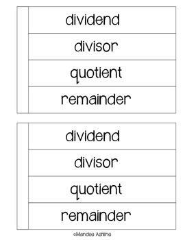 Division Vocabulary Foldables (4.NBT.6) by Mandee Ashline | TpT