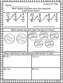 division game repeated subtraction and picture models and printables