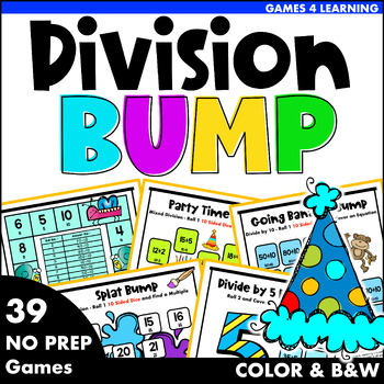 Preview of Division Games: 39 Printable Division Bump Games for Facts Fluency