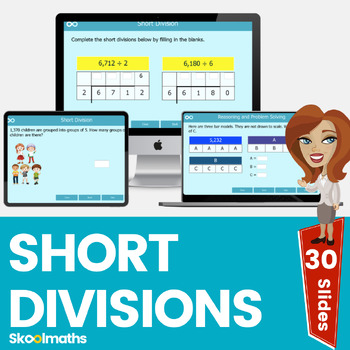 Preview of Short Division Math Interactive Digital Resources for 4th Grade 