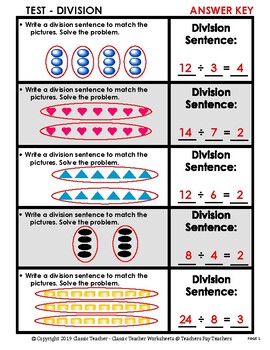 division write a division sentence to match pictures