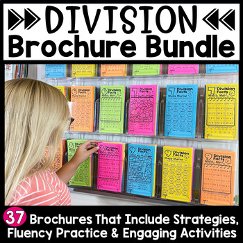 Preview of Division Math Brochure Trifolds BUNDLE 1-12 Facts Fluency Practice