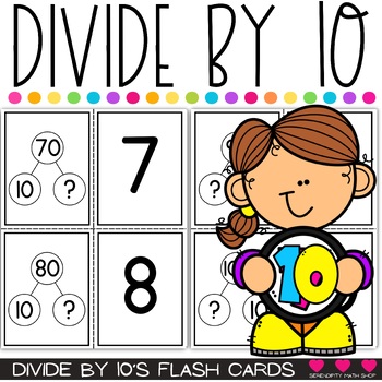 Preview of Division Math Facts {Divide by 10} Flash Cards