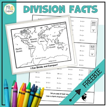 Preview of Division Math Facts Timed Tests - Divide and Conquer Color the World Challenge