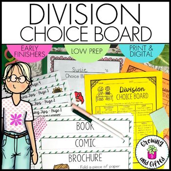 Preview of Division Menu Choice Board for Differentiation, Enrichment and Early Finishers