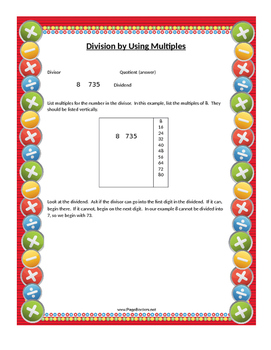 Preview of Division Method: Using Multiples of Numbers