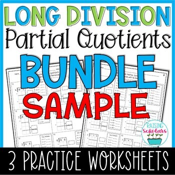 Preview of Division Partial Quotients Worksheets FREEBIE Fourth Grade