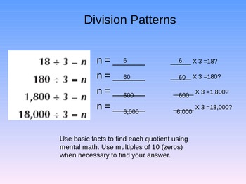 Preview of Division Patterns Instructional PowerPoint