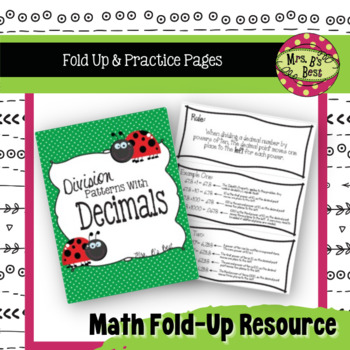 Division Patterns With Decimals Fold-Up And More By Mrs B's Best