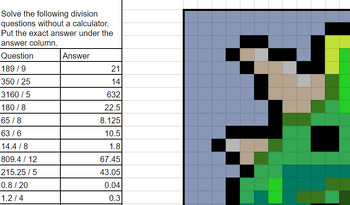 Preview of Division Pixel Art (Whole Numbers & Decimals)