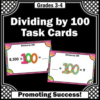 Preview of 100th Day of School Activities 4th Grade Math Review Practice Dividing 100 5th