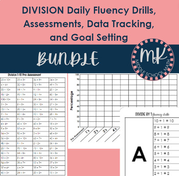 Preview of Division Practice Drills, Assessment, Data Tracking, Goal Setting BUNDLE