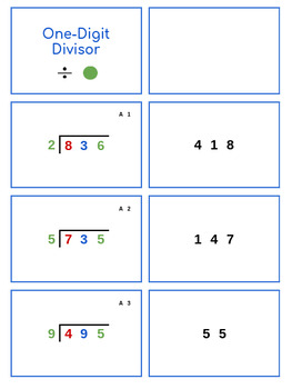 Preview of Division Problem Card Set - 1, 2, & 3 Digit Divisors