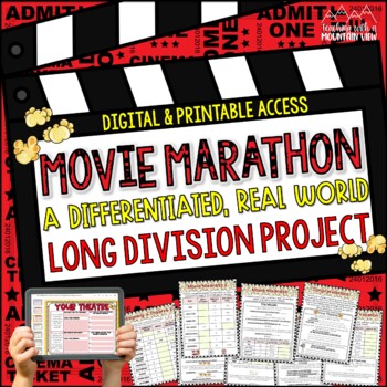 Preview of Division Math Project | Differentiated Real-World Long Division Practice
