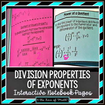 Preview of Division Properties of Exponents Foldable Pages